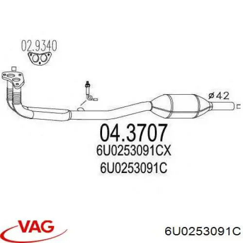 Comprar 6U0253091C VAG Catalizador