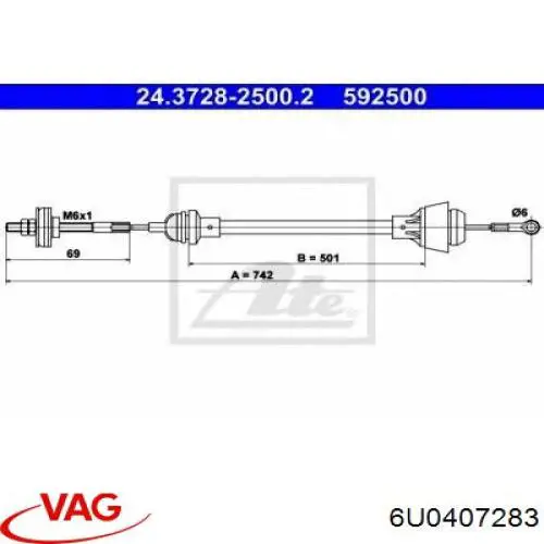 6U0407283 VAG Fuelle transmisión delantero exterior