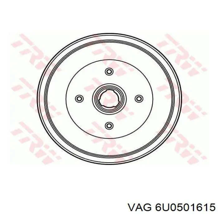 Tambor de freno trasero 6U0501615 VAG