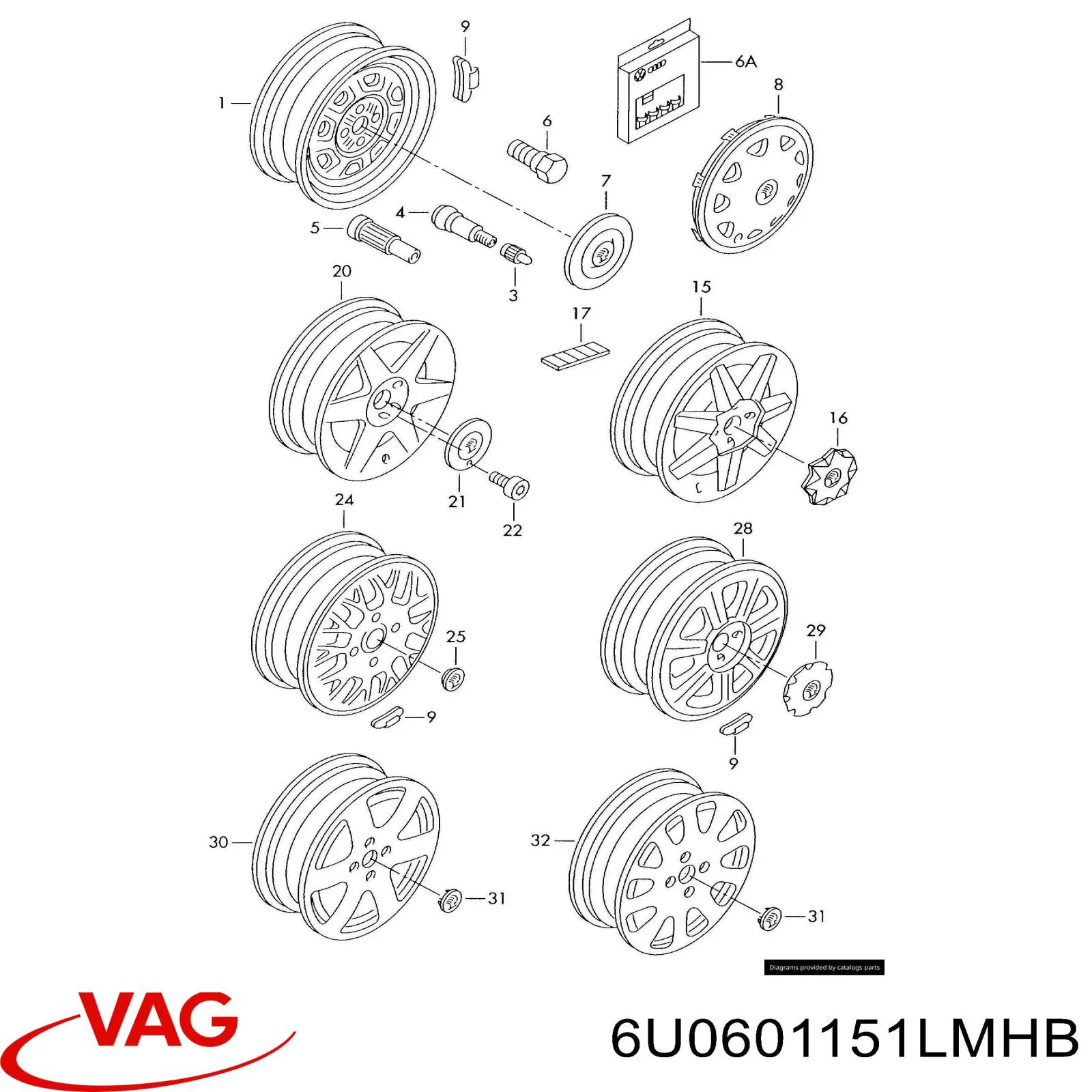 Comprar 6U0601151LMHB VAG Tapacubo