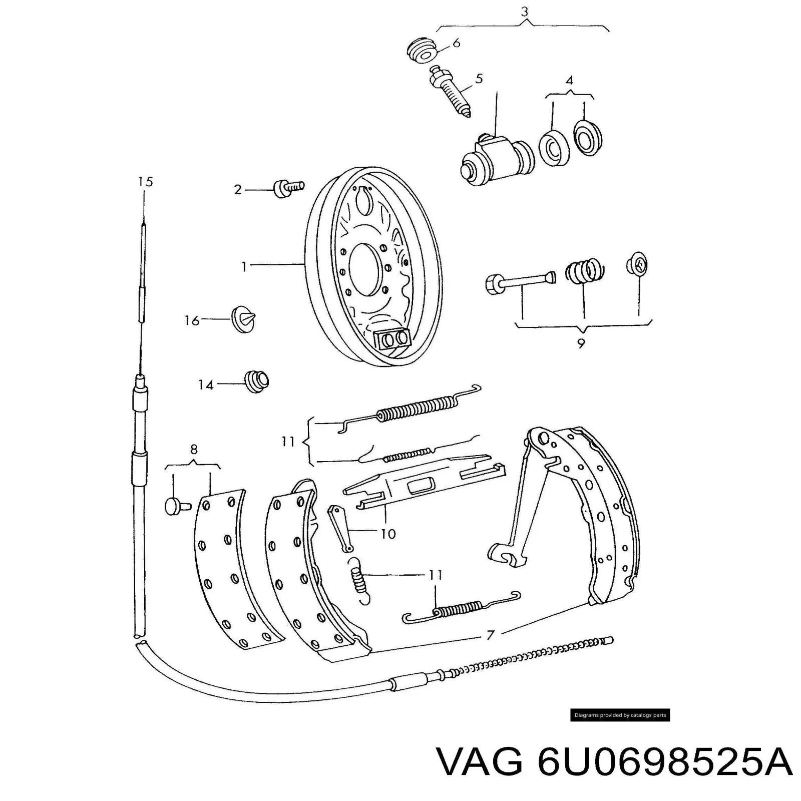 Zapatas de freno traseras VAG 6U0698525A