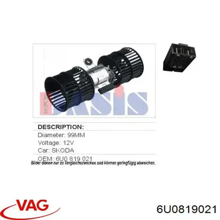 Ventilador de calefacción VAG 6U0819021 precio, desde 43,51 EUR