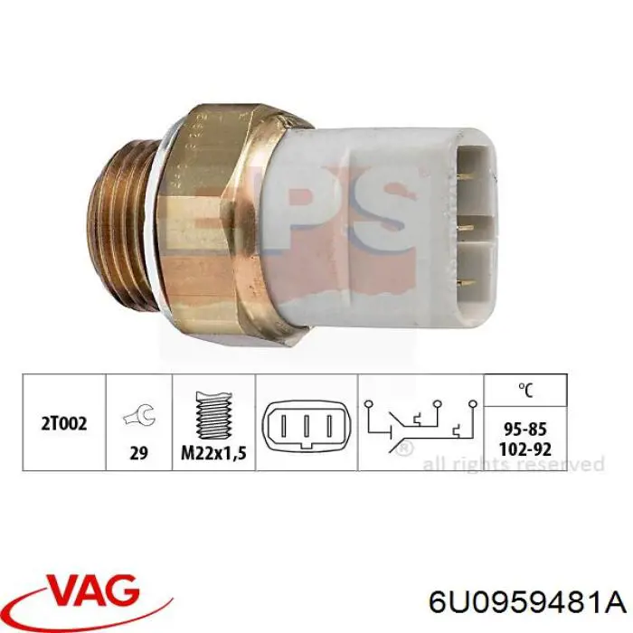 6U0959481A VAG sensor, temperatura del refrigerante (encendido el ventilador del radiador)