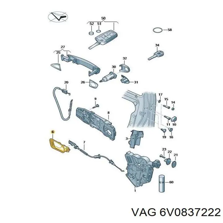 Manija interior de puerta delantera derecha VAG 6V08372229B9 precio, desde 21,16 EUR