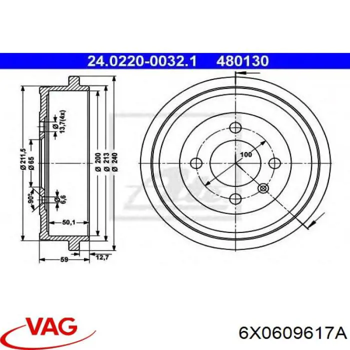 Tambor de freno trasero VAG 6X0609617A precio, desde 36,60 EUR