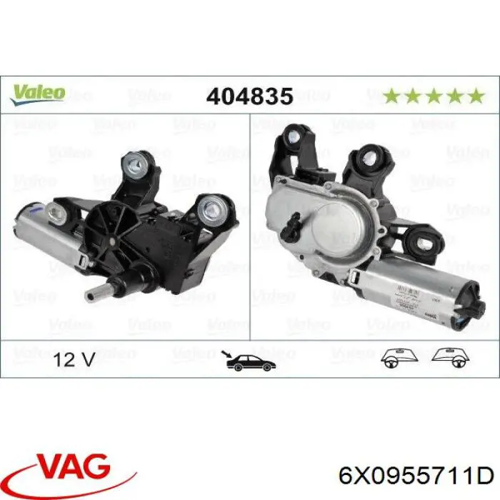 Motor del limpiaparabrisas trasero VAG 6X0955711D precio, desde 39,20 EUR