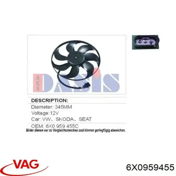Ventilador del motor 6X0959455 VAG
