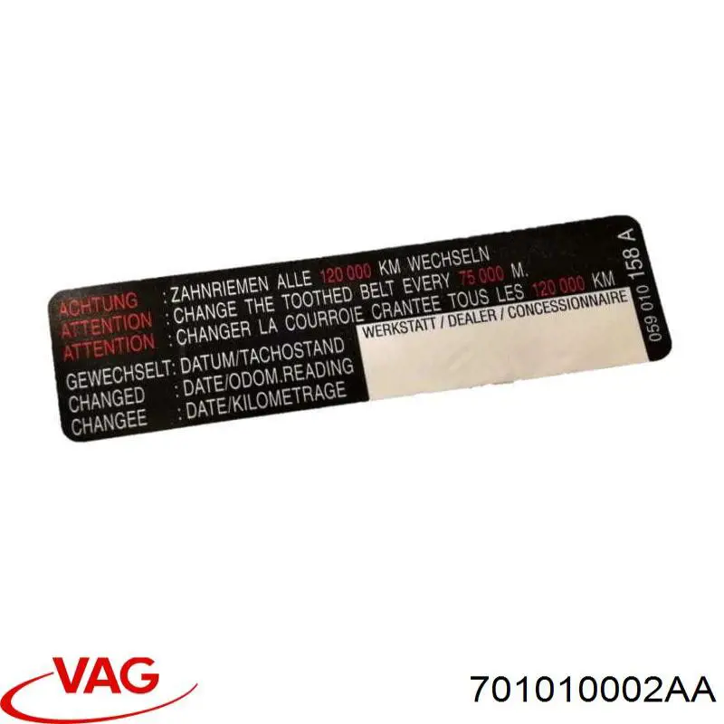 701010002AA VAG pegatina para guardabarro delantero