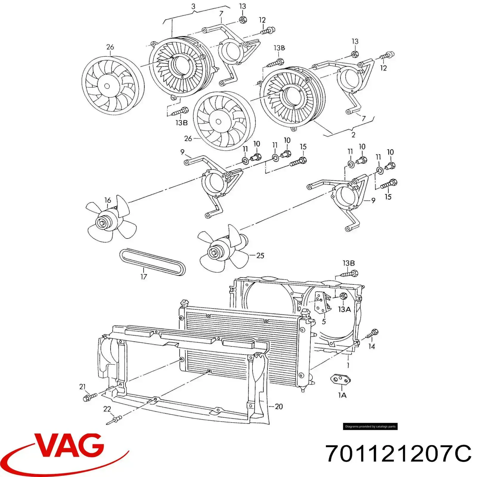 701121207C VAG bastidor radiador