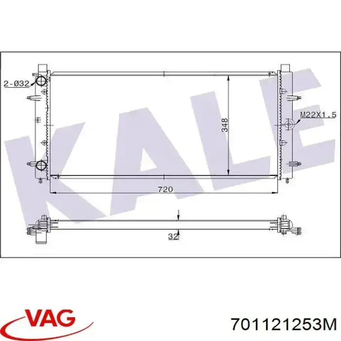 Radiador de água VAG 701121253M