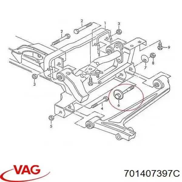 Comprar 701407397C VAG Perno de fijación del brazo inferior delantero