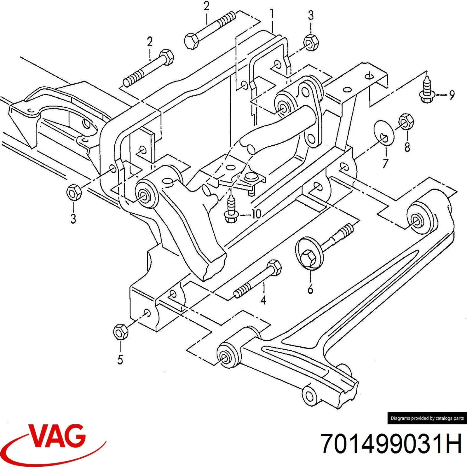 Subchasis delantero soporte motor VAG 701499031F precio, desde 650,46 EUR