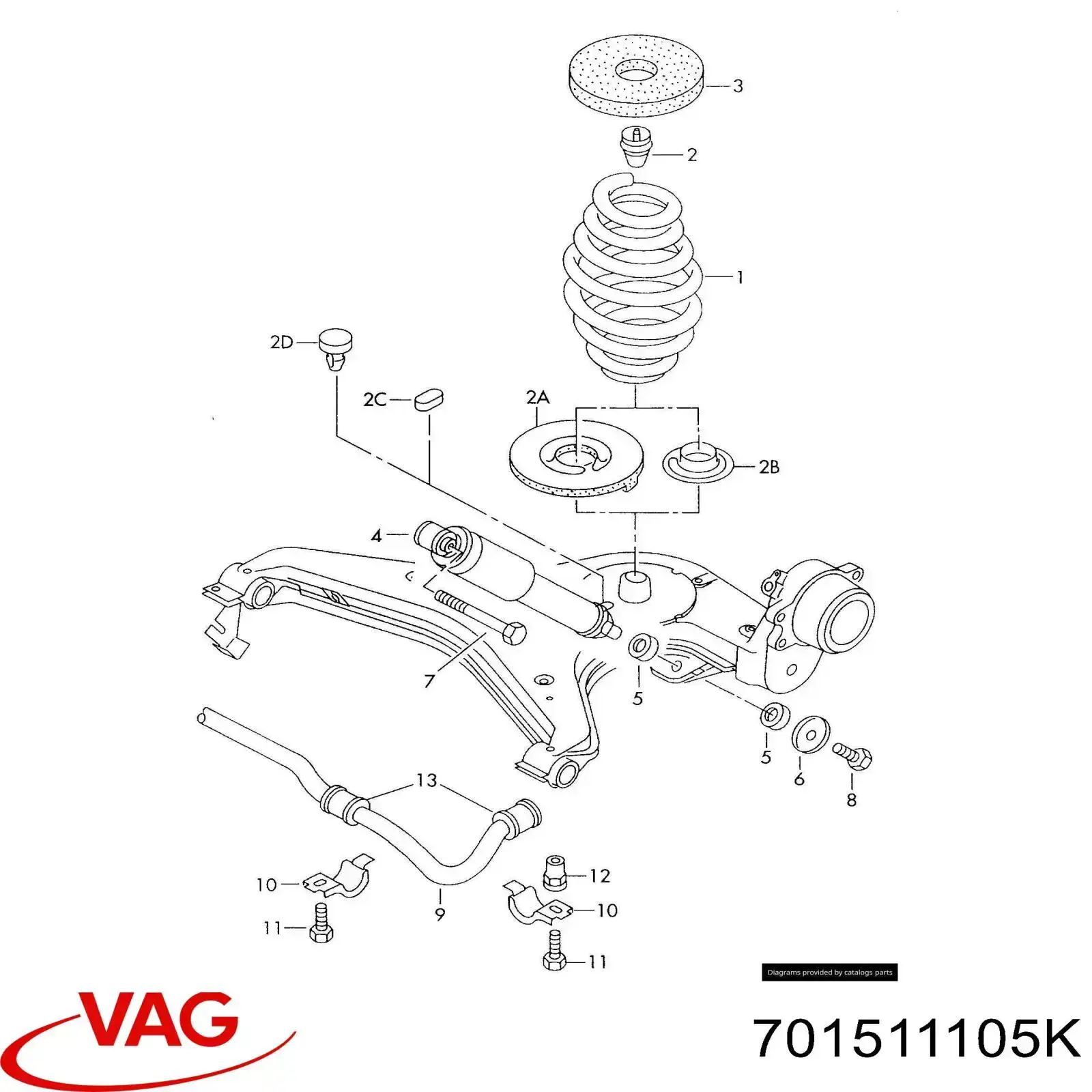 Muelle de suspensión trasero VAG 701511105K precio, desde 48,85 EUR