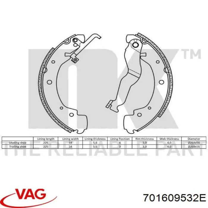 Zapatas de freno de tambor traseras VAG 701609532E precio, desde 43,23 EUR