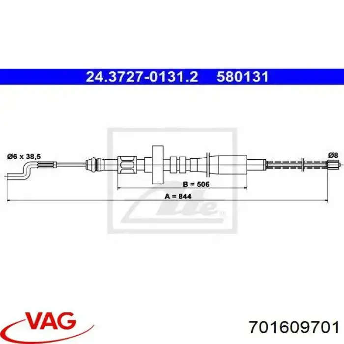 Cable de freno de mano trasero derecho/izquierdo VAG 701609701 precio, desde 8,25 EUR