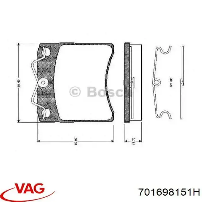 Comprar 701698151H VAG Pastillas delanteras de freno