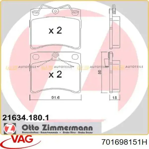 Pastillas freno delanteras VAG 701698151H precio, desde 33,55 EUR