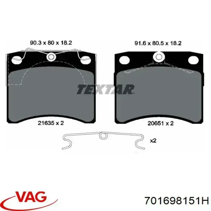 Pastillas freno delanteras VAG 701698151H precio, desde 33,55 EUR