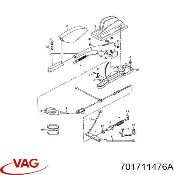 Cable para freno de mano delantero VAG 701711476A