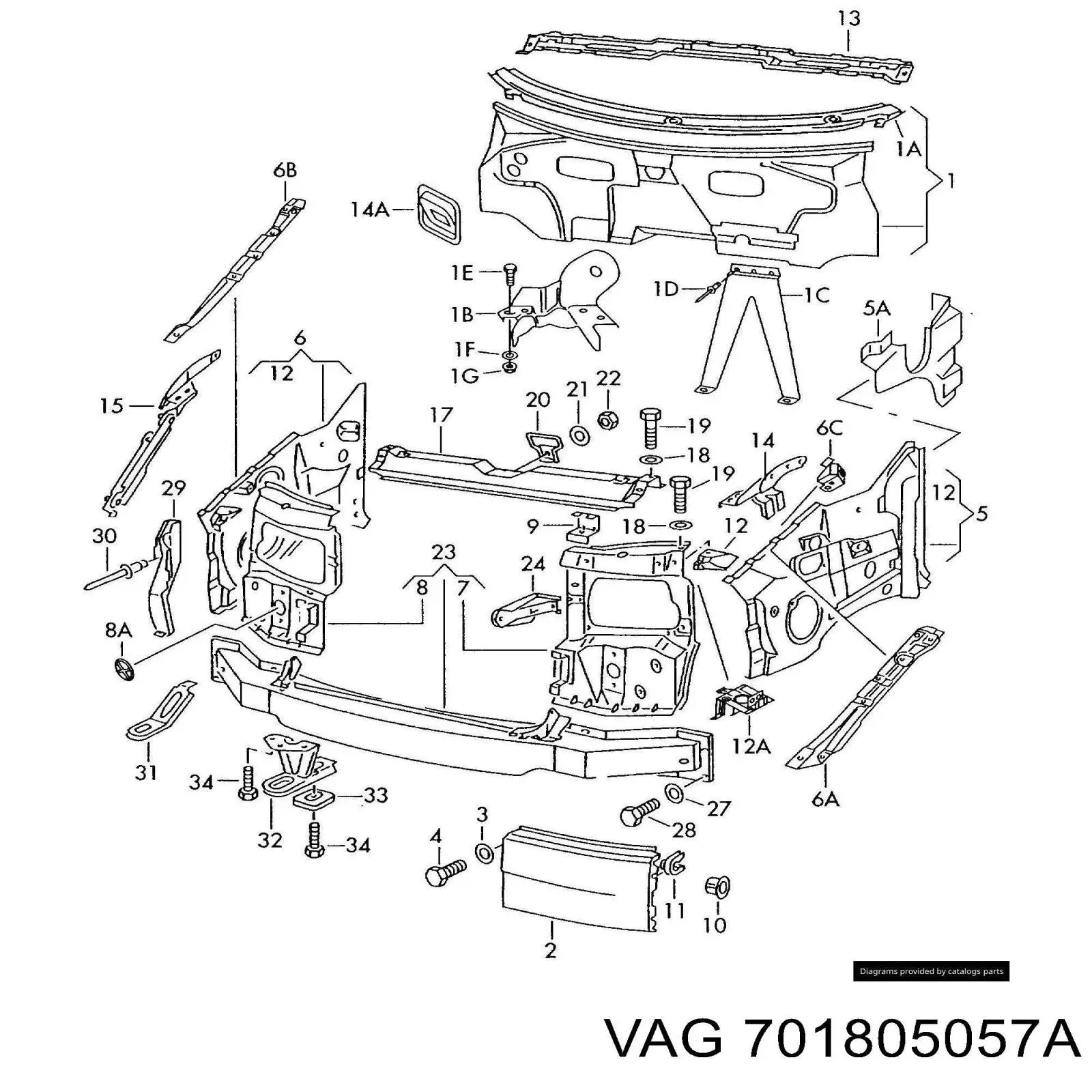 Listón del faro izquierdo Volkswagen Transporter T4 (70XD)