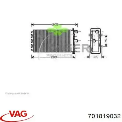 Radiador de calefacción trasero VAG 701819032