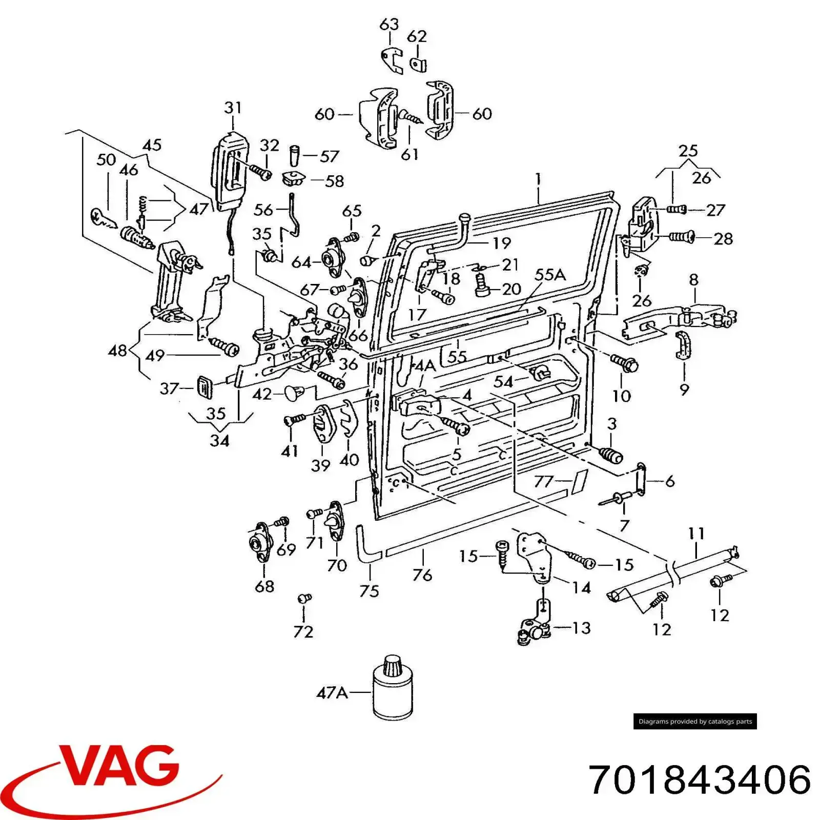 701843406 VAG Rodillo inferior derecho de puerta corrediza