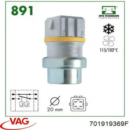 Sensor de temperatura del refrigerante VAG 701919369F precio, desde 11,65 EUR