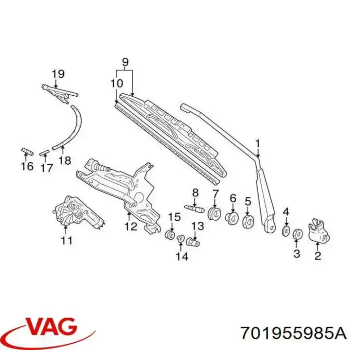 Comprar 701955985A VAG Boquilla del lavaparabrisas trasero