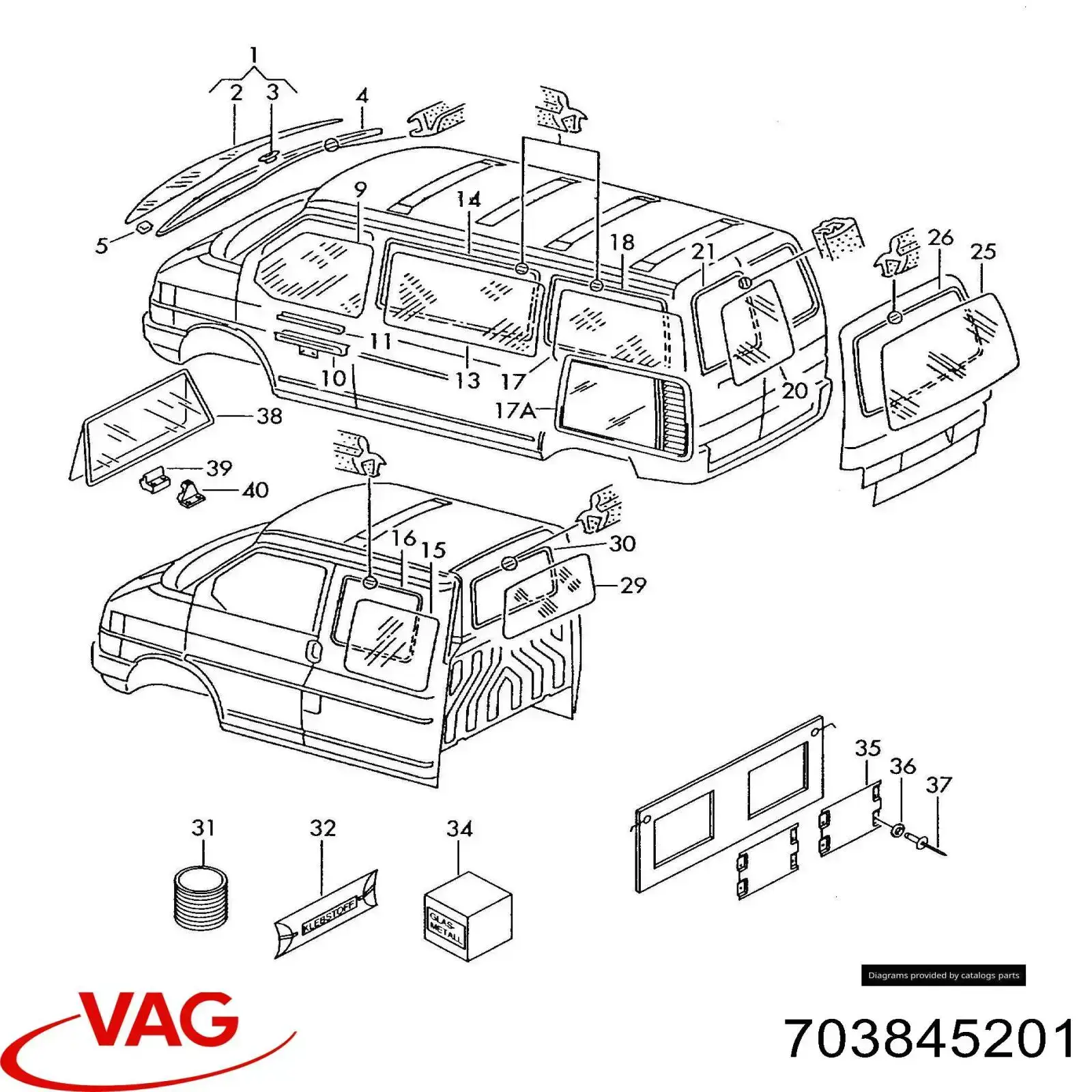 Comprar 703845201 VAG Luna delantera derecha