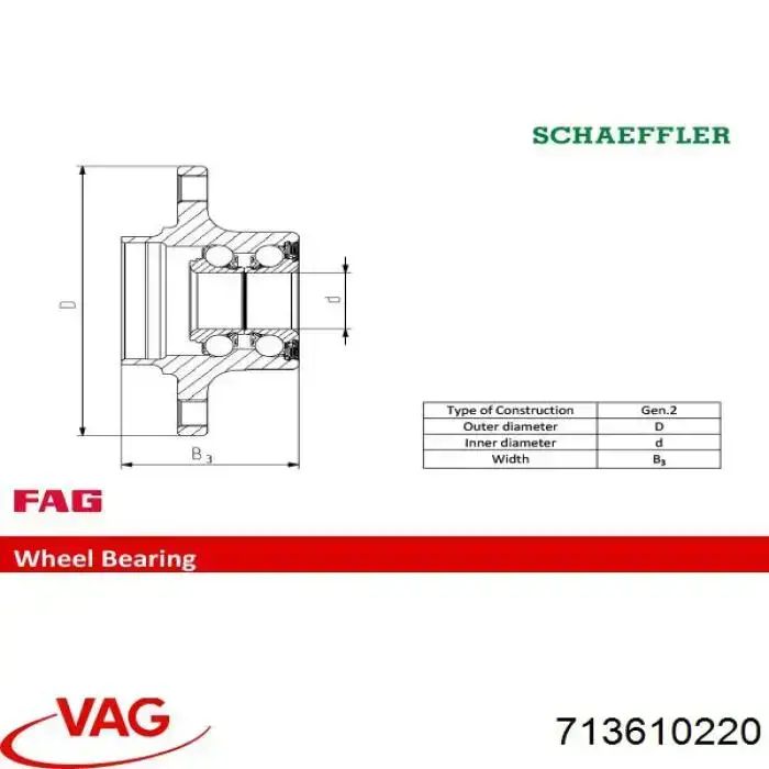 713 6102 20 VAG cubo de rueda trasero