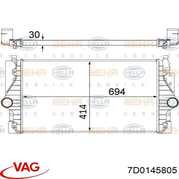 7D0145805 VAG Radiador de intercooler