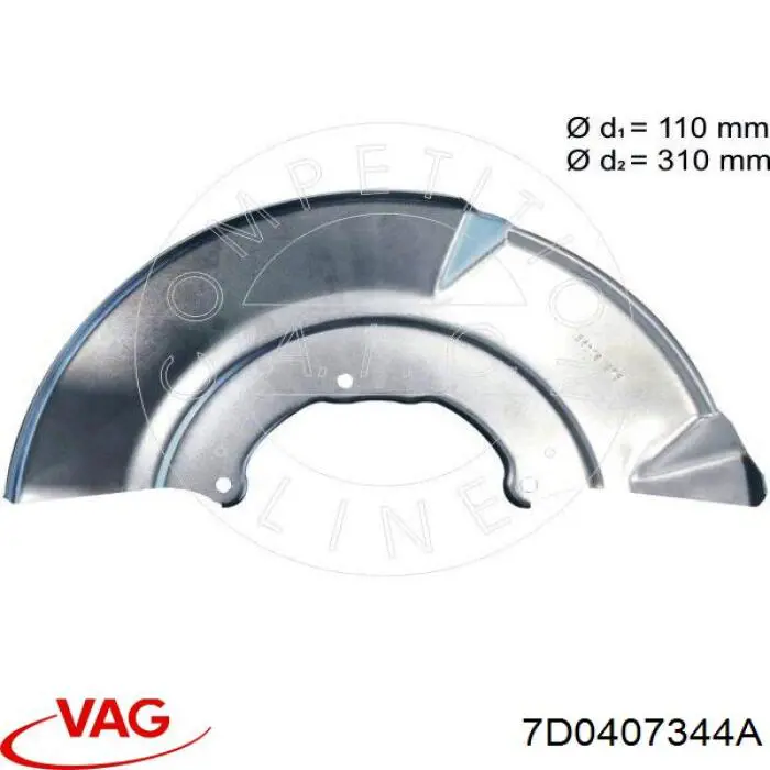 7D0407344A VAG chapa protectora contra salpicaduras, disco de freno delantero derecho