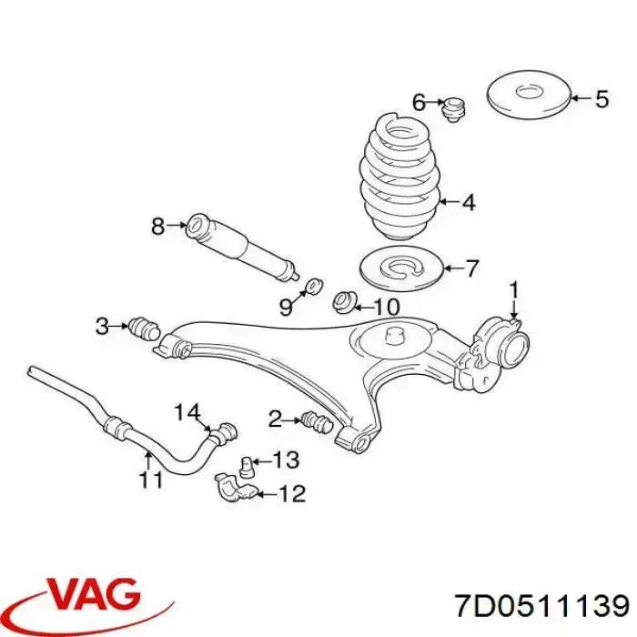 Aislador de resorte trasero inferior de goma VAG 7D0511139 precio, desde 50,38 EUR