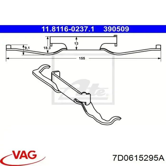 Resorte de retención de la pinza de freno VAG 7D0615295A precio, desde 7,66 EUR