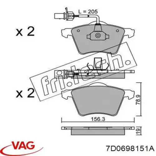 Pastillas freno delanteras VAG 7D0698151A precio, desde 53,54 EUR