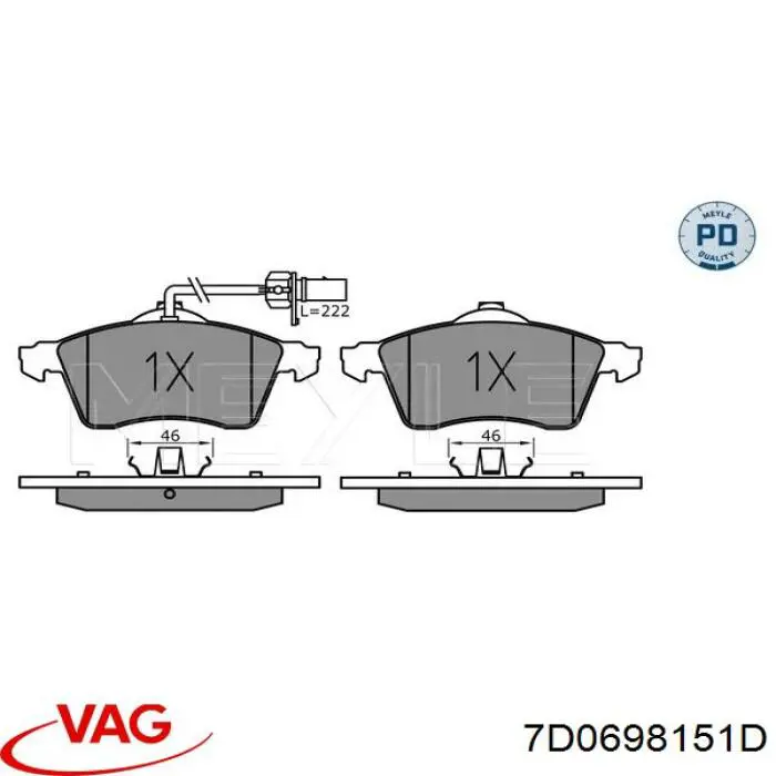 7D0698151D VAG Pastillas delanteras