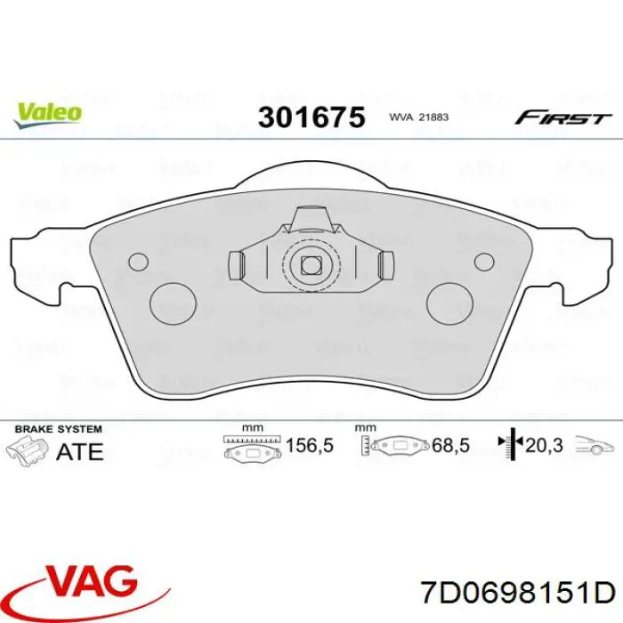 Pastillas de freno delanteras VAG 7D0698151D