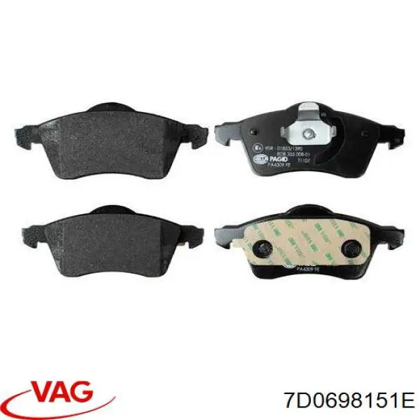 7D0698151E VAG Pastillas delanteras