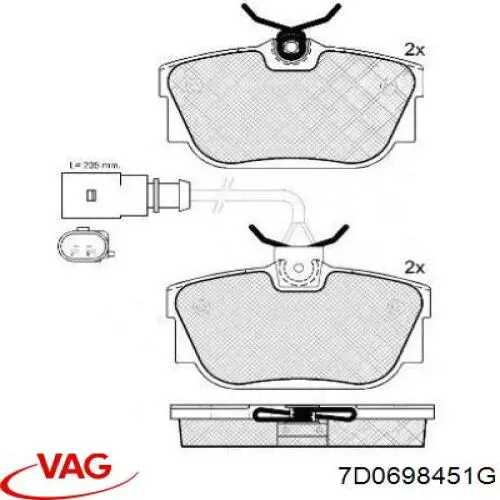Comprar 7D0698451G VAG Pastillas de freno traseras