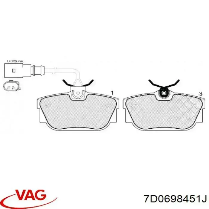 Pastillas de freno traseras 7D0698451J VAG