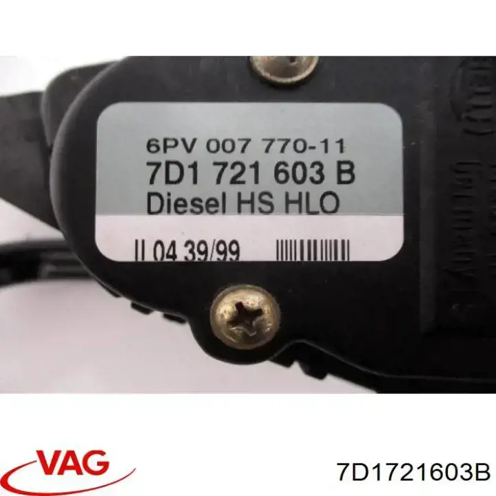 7D1721603B VAG pedal de acelerador