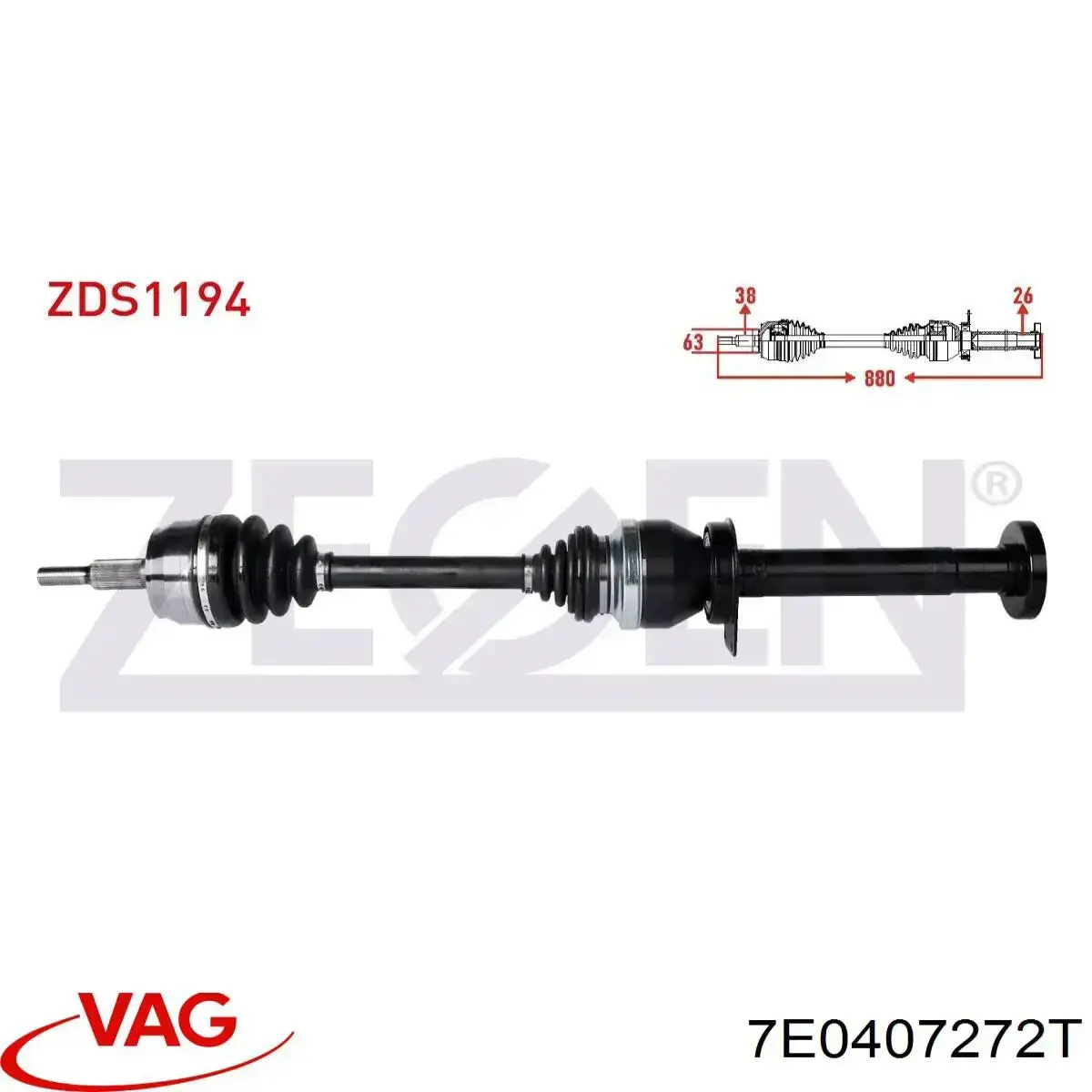 Semieje delantero derecho VAG 7E0407272T precio, desde 171,97 EUR