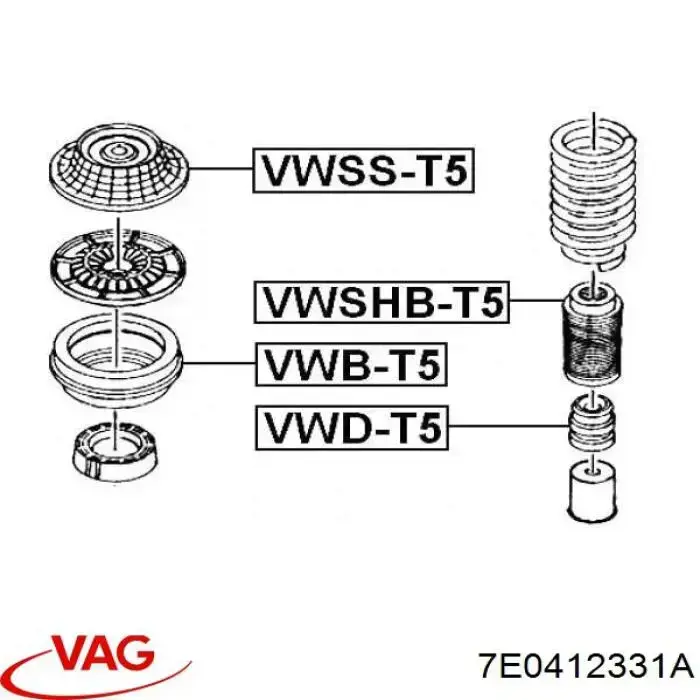 Soporte del amortiguador delantero 7E0412331A VAG
