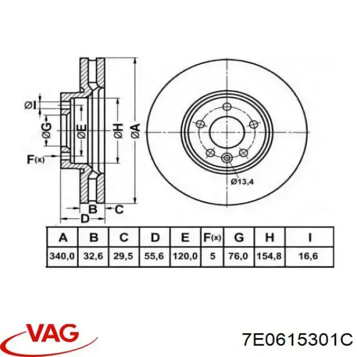 Comprar 7E0615301C VAG Freno de disco delantero