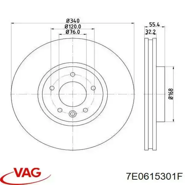 Comprar 7E0615301F VAG Freno de disco delantero