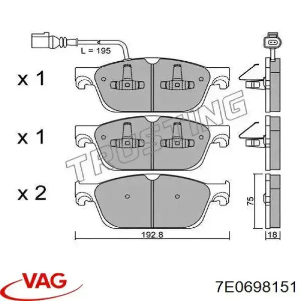 Pastillas de freno delanteras VAG 7E0698151