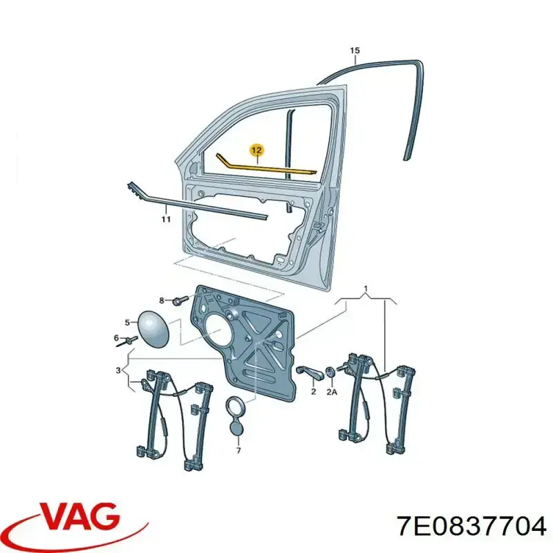 Moldura de cristal de puerta delantera derecha VAG 7E0837704 precio, desde 46,80 EUR