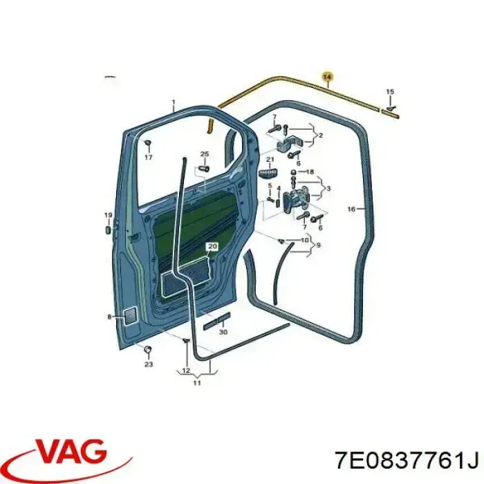 Junta de puerta delantera izquierda (en carrocería) VAG 7LA837761 precio, desde 40,30 EUR