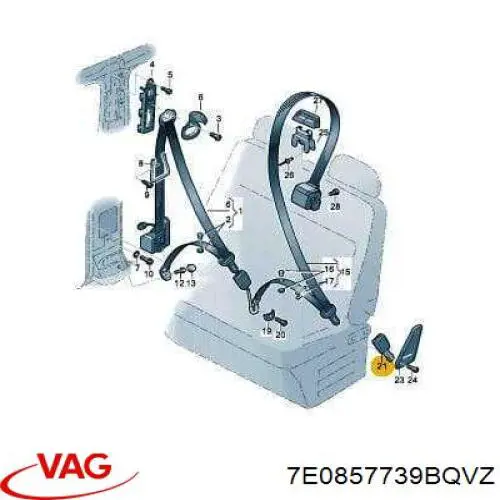 Palanca de bloqueo del cinturón de seguridad delantero derecho VAG 7E0857739BQVZ precio, desde 49,28 EUR