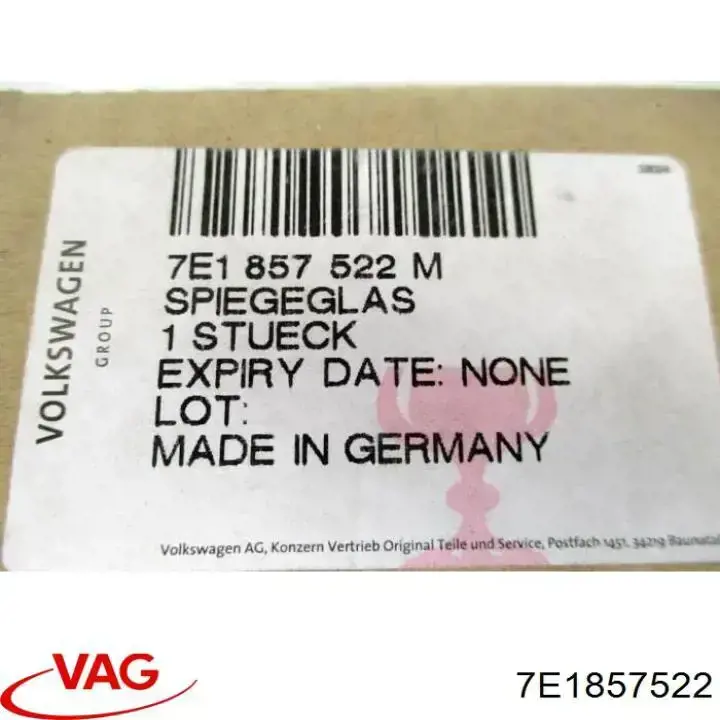 Cristal de retrovisor exterior derecho VAG 7E1857522